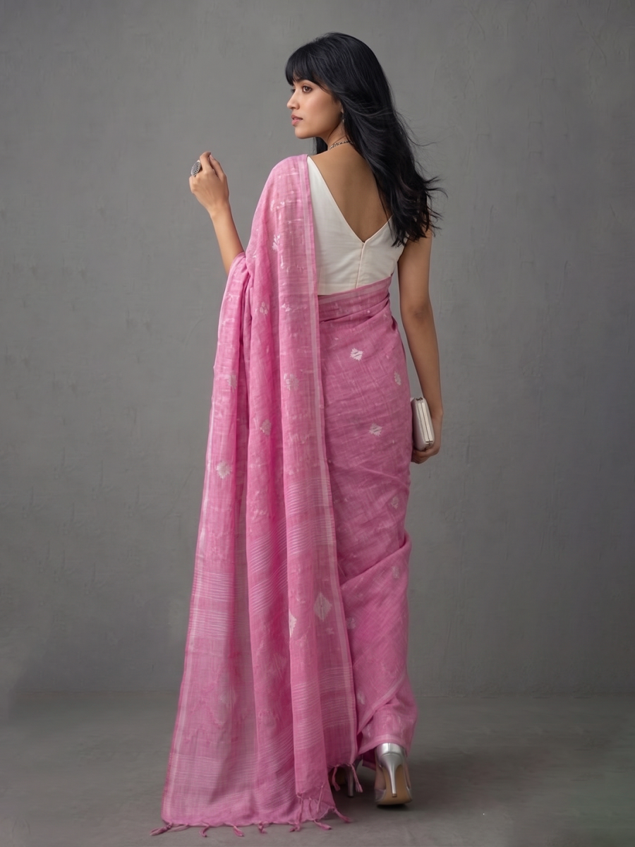Pink Bengal Cotton Jamdani