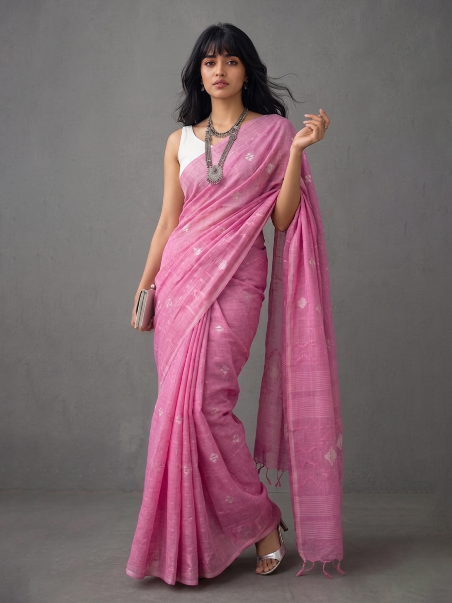 Pink Bengal Cotton Jamdani