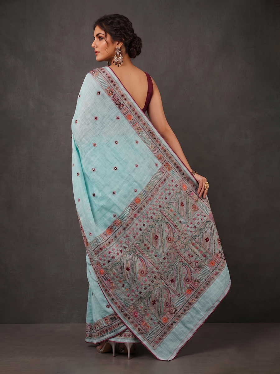 Sea Blue Karnataka Cotton Lambani Embroidery