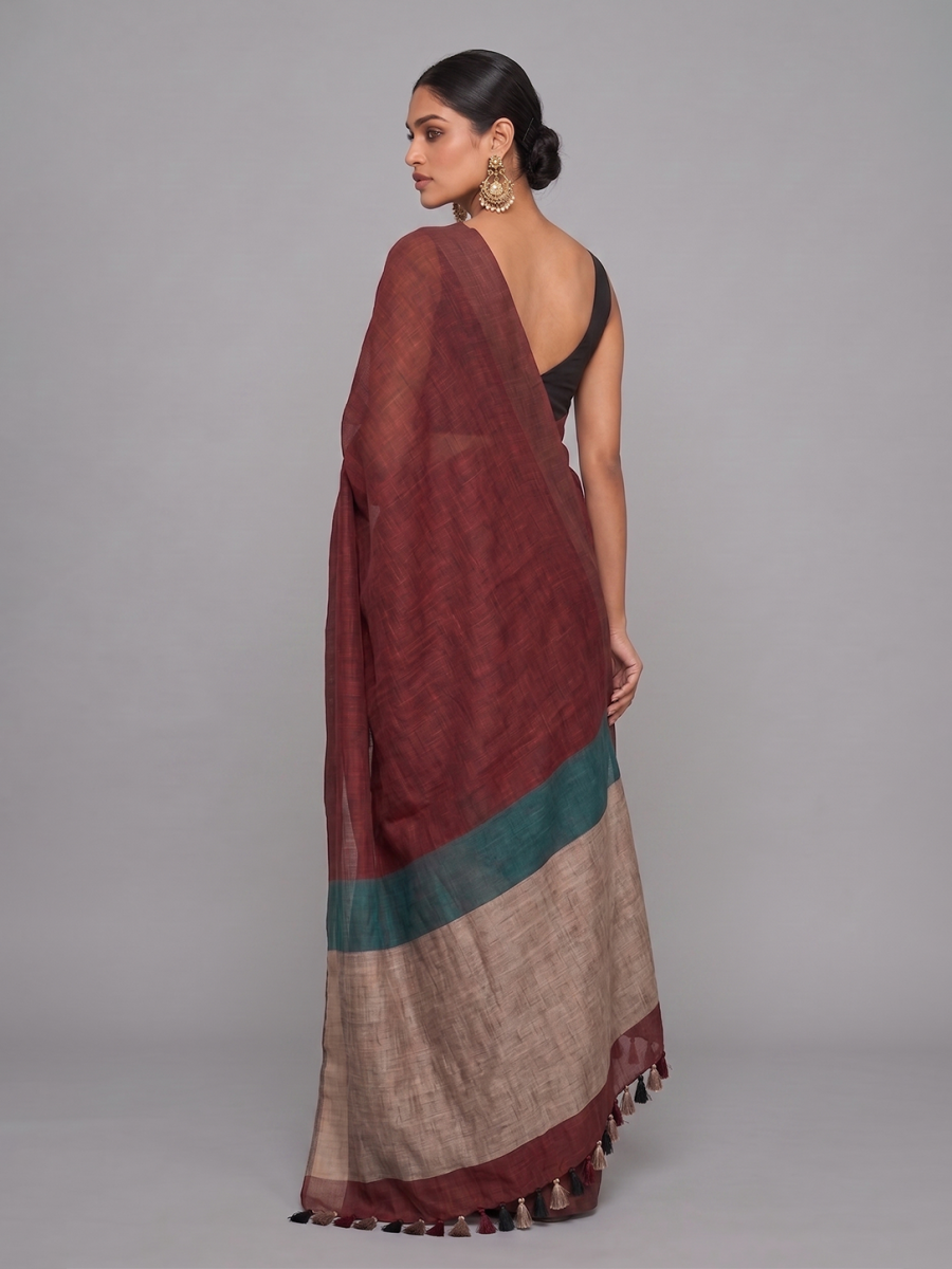 Maroon Bengal Linen