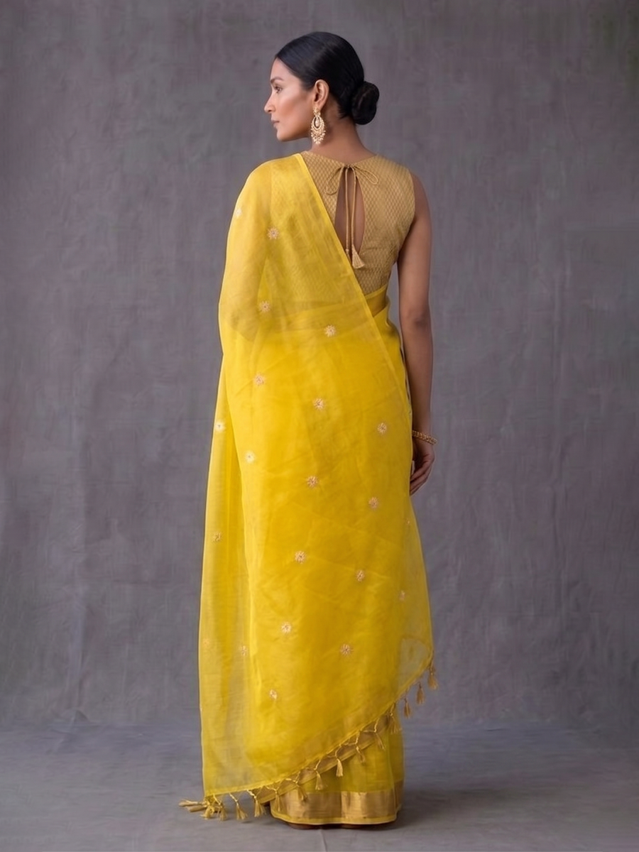 Yellow Bengal Muslin Jamdani